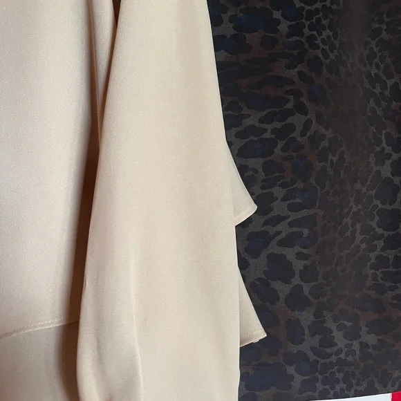 Zara cream tan long sleeve double layer bell hem blouse - Picture 7 of 8